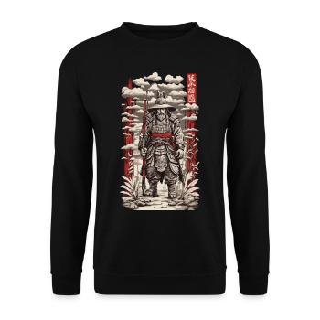 Samurai Warrior Esthétique Rétro & Kanji Design - Sweat-shirt Unisexe - noir - Devant - Alina (178cm) & Michal (187cm)