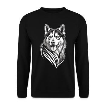Pure elegance: The Husky in white - Unisex Sweatshirt - black - Front - Alina (178cm) & Michal (187cm)