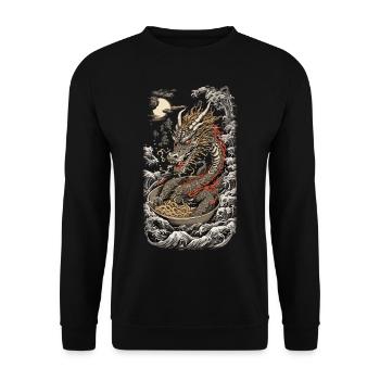 Ramen Drache Ukiyo-E Kanji Japan Kunst Design - Unisex Pullover - Schwarz - Vorne - Alina (178cm) & Michal (187cm)