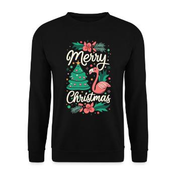 Flamingo at Christmas Time - Unforgettable Celebration - Unisex Sweatshirt - black - Front - Alina (178cm) & Michal (187cm)
