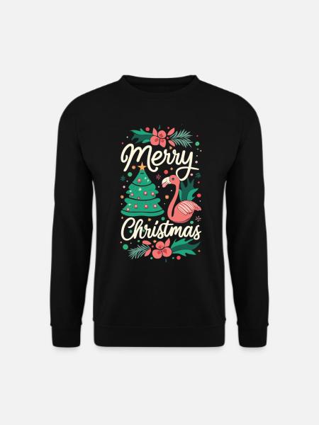 Flamingo zur Weihnachtszeit - Unvergesslich Feier - Unisex Pullover - Schwarz