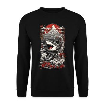 Ukiyo-e Shark Japanese Waves Art Sea Shark - Unisex Sweatshirt - black - Front - Alina (178cm) & Michal (187cm)