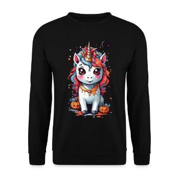 Kawaii gothique Licorne mystique Halloween sort - Sweat-shirt Unisexe - noir - Devant - Alina (178cm) & Michal (187cm)
