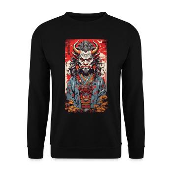 Retro Oni Anime Design Vintage Streetwear Stil - Unisex Pullover - Schwarz - Vorne - Alina (178cm) & Michal (187cm)