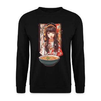 Ramen Esthétique Rétro Soupe de nouilles Streetwear Design - Sweat-shirt Unisexe - noir - Devant - Alina (178cm) & Michal (187cm)
