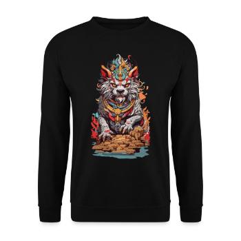 Esthétique du Lion du Temple Asiatique Lion Chinois - Sweat-shirt Unisexe - noir - Devant - Alina (178cm) & Michal (187cm)