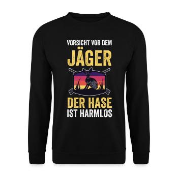Hasenjäger Hasenjagd Kaninchenjagd Jäger - Unisex Pullover - Schwarz - Vorne - Alina (178cm) & Michal (187cm)