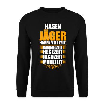 Hasenjäger Hasenjagd Kaninchenjagd Jäger - Unisex Pullover - Schwarz - Vorne - Alina (178cm) & Michal (187cm)