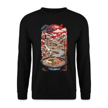 Vintage Ramen Ukiyo-e Streetwear Art Design - Unisex Sweatshirt - black - Front - Alina (178cm) & Michal (187cm)