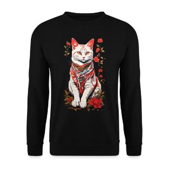 Chat Japonais Chat Mignon Art Chat Design - Sweat-shirt Unisexe - noir - Devant - Alina (178cm) & Michal (187cm)