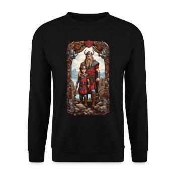 Proud Viking Dad & Son Father's Day Gift - Unisex Sweatshirt - black - Front - Alina (178cm) & Michal (187cm)