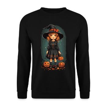 Halloween Witch Vintage Pumpkin Retro Fall Design - Unisex Sweatshirt - black - Front - Alina (178cm) & Michal (187cm)