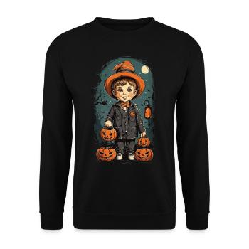 Rétro Halloween Kid Trick or Treat Design - Sweat-shirt Unisexe - noir - Devant - Alina (178cm) & Michal (187cm)