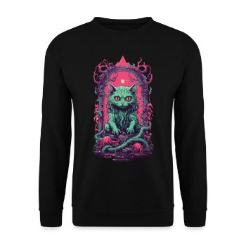 Chat démoniaque Halloween gothique drôle chats Design - Sweat-shirt Unisexe - noir - Devant - Alina (178cm) & Michal (187cm)