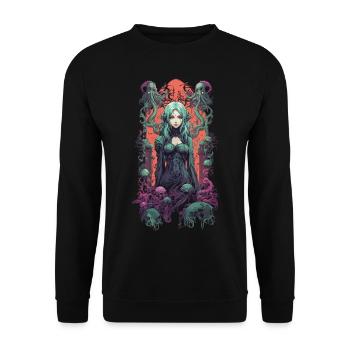 Goth Anime Girl Pastel Occult Underworld - Unisex Sweatshirt - black - Front - Alina (178cm) & Michal (187cm)