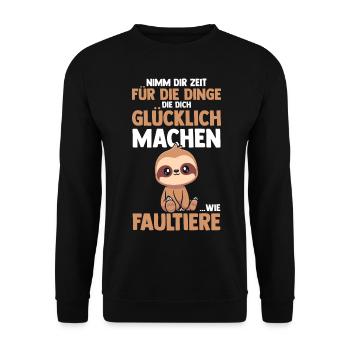 Faultier - Unisex Pullover - Schwarz - Vorne - Alina (178cm) & Michal (187cm)