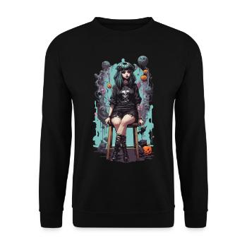 Pastel Goth Kawaii Aesthetic eGirl eBoy Design - Unisex Sweatshirt - black - Front - Alina (178cm) & Michal (187cm)