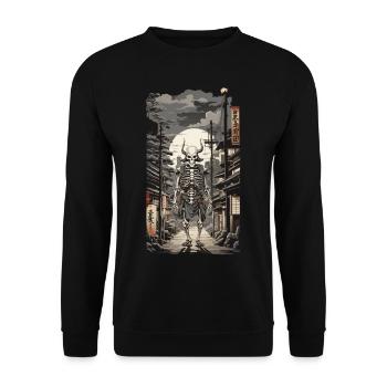 Ukiyo-E Yokai Skeleton Demon Streetwear - Unisex Sweatshirt - black - Front - Alina (178cm) & Michal (187cm)
