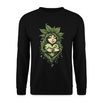 Cannabis Leaf Love Garden Streetwear Style - Unisex Sweatshirt - black - Front - Alina (178cm) & Michal (187cm)