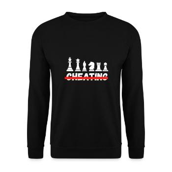 Schach Trend Chess Cheating Meme Queens Gambit - Unisex Sweatshirt - black - Front - Alina (178cm) & Michal (187cm)
