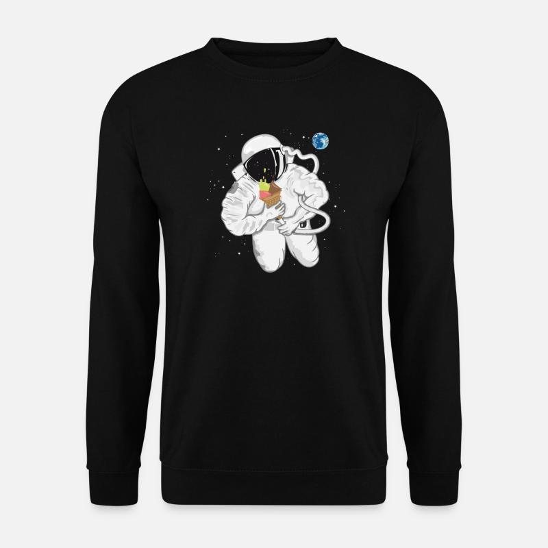 witziger Astronaut mit Eistüte im Weltall - Unisex Pullover - Schwarz