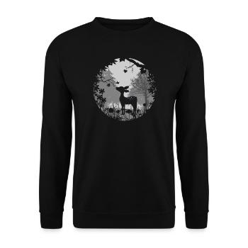 un faon avec un papillon - Sweat-shirt Unisexe - noir - Devant - Alina (178cm) & Michal (187cm)