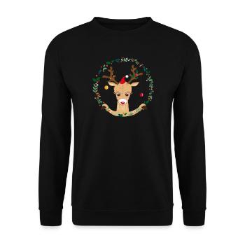 Un renne au moment de Noël - Sweat-shirt Unisexe - noir - Devant - Alina (178cm) & Michal (187cm)
