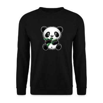 Panda with bamboo - Unisex Sweatshirt - black - Front - Alina (178cm) & Michal (187cm)