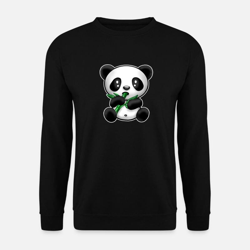 Panda mit Bambus - Unisex Pullover - Schwarz