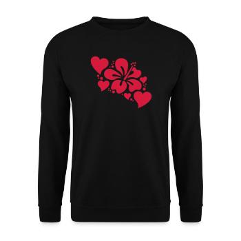 hibiscus with hearts - Unisex Sweatshirt - black - Front - Alina (178cm) & Michal (187cm)
