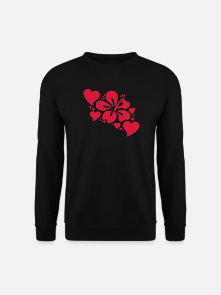 hibiscus with hearts - Unisex Sweatshirt - black
