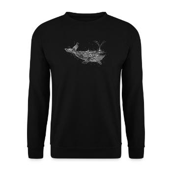 white whale in the ocean - Unisex Sweatshirt - black - Front - Alina (178cm) & Michal (187cm)