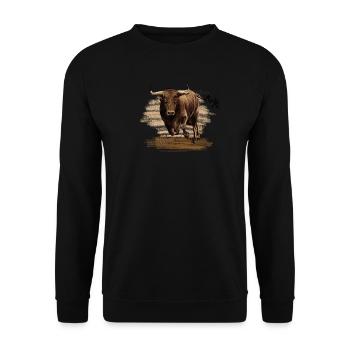 Stier - Unisex Pullover - Schwarz - Vorne - Alina (178cm) & Michal (187cm)