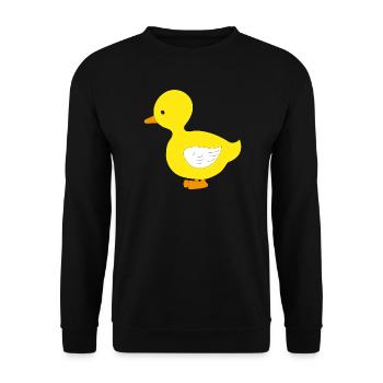 Lustige kleine gelbe Ente - Unisex Pullover - Schwarz - Vorne - Alina (178cm) & Michal (187cm)