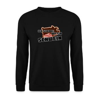 Schinke wie ein Schwein Metzger Geschenk Grillen - Unisex Pullover - Schwarz - Vorne - Alina (178cm) & Michal (187cm)