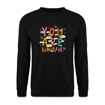 Vous êtes beau Message coloré - Sweat-shirt Unisexe - noir - Devant - Alina (178cm) & Michal (187cm)