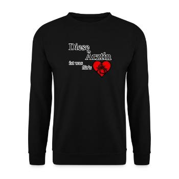 Ärztin fürs Herz Ärzte, Medizin, Sprüche,Geschenk - Unisex Pullover - Schwarz - Vorne - Alina (178cm) & Michal (187cm)