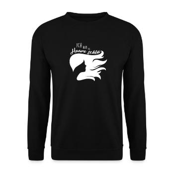 Ich habe die Haare schön - Haarmähne - Unisex Pullover - Schwarz - Vorne - Alina (178cm) & Michal (187cm)