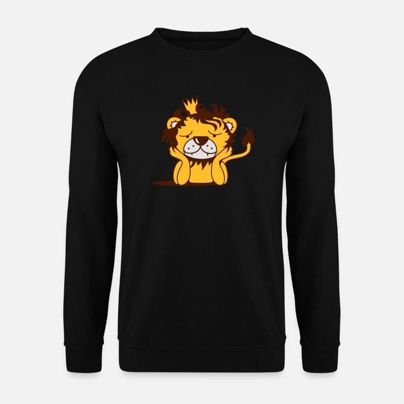 melancholischer Löwe mit Krone - Unisex Pullover - Schwarz