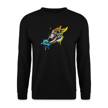 Sneaker graffiti avec des ailes - Sweat-shirt Unisexe - noir - Devant - Alina (178cm) & Michal (187cm)