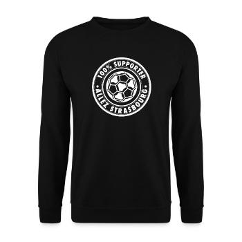 100 Prozent SUPPORTER STRASBOURG - Unisex Pullover - Schwarz - Vorne - Alina (178cm) & Michal (187cm)