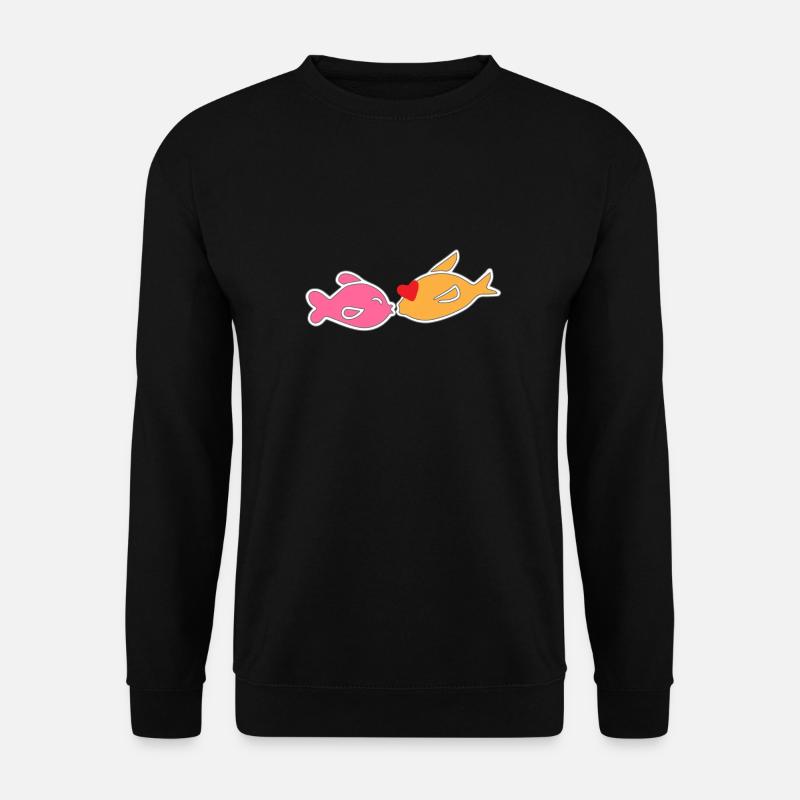 Küssende Fische - Unisex Pullover - Schwarz