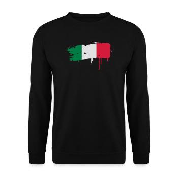 gepinselte Flagge Italiens mit einem Pinselstrich - Unisex Pullover - Schwarz - Vorne - Alina (178cm) & Michal (187cm)
