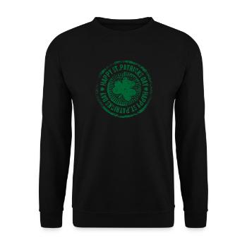 St Patrick's Day Green Stamp Circle - Unisex Sweatshirt - black - Front - Alina (178cm) & Michal (187cm)