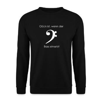 Glück ist, wenn der Bass einsetzt - Unisex Pullover - Schwarz - Vorne - Alina (178cm) & Michal (187cm)