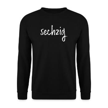 60 sechzig 60. Geburtstag Geschenk - Unisex Pullover - Schwarz - Vorne - Alina (178cm) & Michal (187cm)