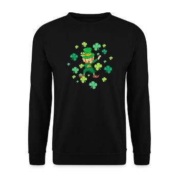 Leprechaun dansant Dabbing Trèfles Porte-bonheur - Sweat-shirt Unisexe - noir - Devant - Alina (178cm) & Michal (187cm)