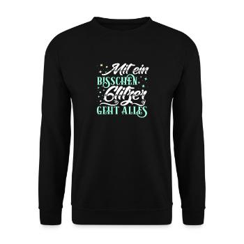 Mit ein bisschen Glitzer geht alles - Unisex Pullover - Schwarz - Vorne - Alina (178cm) & Michal (187cm)