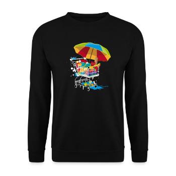 Beach utensils in shopping cart - Unisex Sweatshirt - black - Front - Alina (178cm) & Michal (187cm)