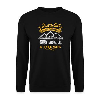 Je veux juste camper et faire des siestes - camping - Sweat-shirt Unisexe - noir - Devant - Alina (178cm) & Michal (187cm)